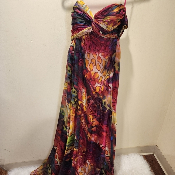 LA FEMME  long evening backless strapless Light weight fit and flare dress 2 - Picture 1 of 12